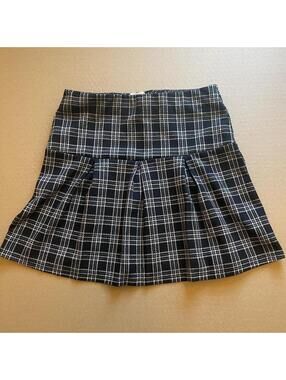 Full Tilt Black and White Plaid Pleated Mini Skirt Size M
